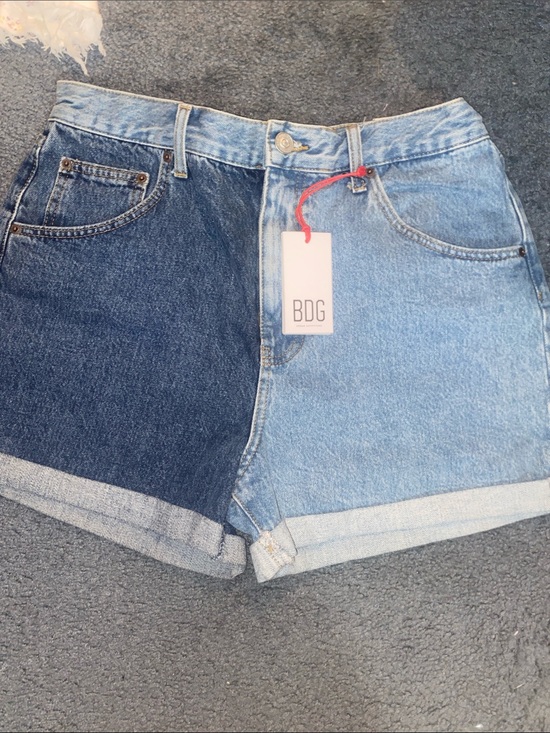 BDG Pants - BDG Two-Tone Denim Shorts - Light & Dark Blue